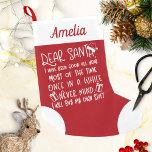 Calcetín Navideño Pequeño Querido Santa, he sido una buena carta divertida a<br><div class="desc">Querido Santa,  he sido una buena carta divertida a los pequeños Navidades de Santa Lucía</div>
