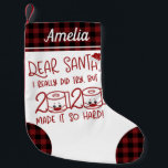 Calcetín Navideño Pequeño Querido Santa I realmente probó la divertida pande<br><div class="desc">Querido Papá Noel,  realmente probé a divertidos Navidades pequeños en la pandemia de 2020</div>