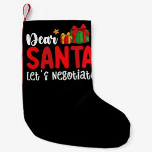 Calcetín Navideño Pequeño Querido Santa Negociemos Vacaciones De Navidad Fam