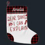 Calcetín Navideño Pequeño Querido Santa, puedo explicar una divertida carta<br><div class="desc">Estimado Papá Noel Puedo Explicar Una Carta Graciosa A Los Pequeños Navidades De Santa Lucía.</div>