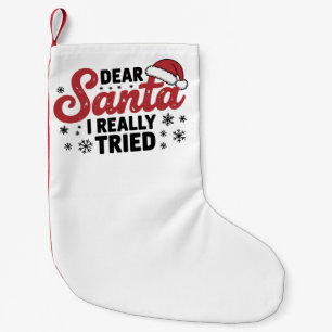 Calcetín Navideño Pequeño Querido Santa Realmente Traté Navidad Familia Xmas