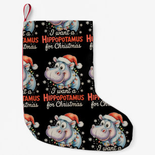Calcetín Navideño Pequeño Quiero Hipopótamo Para Navidades De Navidad