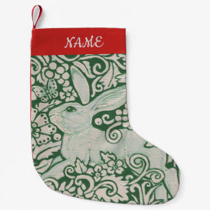 Calcetín Navideño Pequeño Rabbit verde rojo parado personaliza a la gente