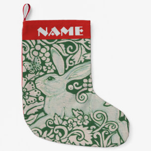 Calcetín Navideño Pequeño Rabbit verde rojo parado personaliza a la gente