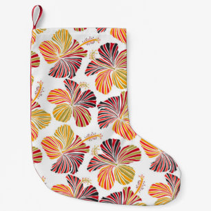 Calcetín Navideño Pequeño Radiancia Hawaiana: Elegancia de planta tropical.