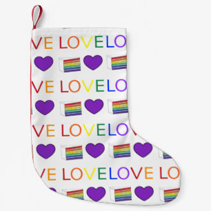 Calcetín Navideño Pequeño Rainbow Love LGBT Orgullo Boda Cake Heart LGBTQ