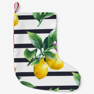 Calcetín Navideño Pequeño Rama de limón: Citrus Watercolor Bliss