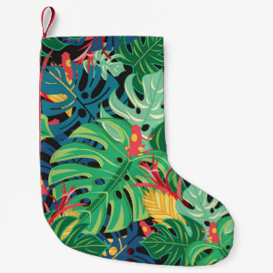 Calcetín Navideño Pequeño Ranas Monstera Ranas Oscuras Patrón