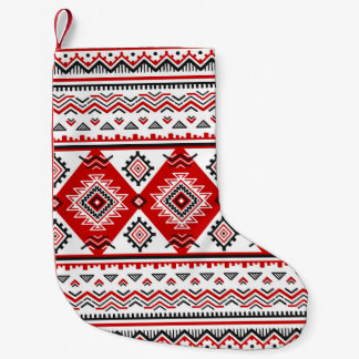 Calcetín Navideño Pequeño Raro blanco negro étnico, motivos ucranianos.