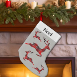 Calcetín Navideño Pequeño raspador de estampado de reno con control Etiqueta