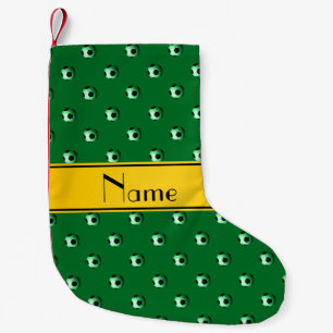 Calcetín Navideño Pequeño Raya verde conocida personalizada del amarillo del