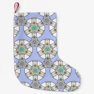 Calcetín Navideño Pequeño Rayas de entrelazado de mosaico inmaculado