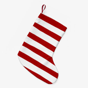 Calcetín Navideño Pequeño Rayas desiguales en rojo y blanco