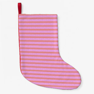 Calcetín Navideño Pequeño Rayas geométricas rosadas