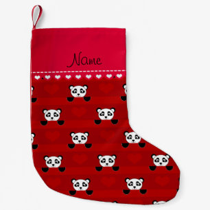 Calcetín Navideño Pequeño Rayas rojas conocidas personalizadas del corazón