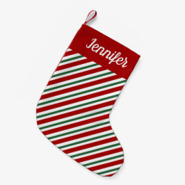 Calcetín Navideño Pequeño Rayas Rojas Verdes Personalizadas 