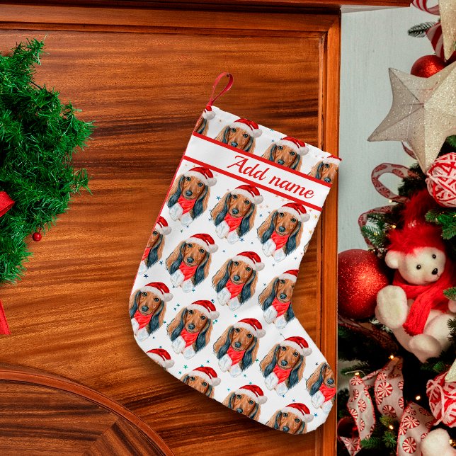 Calcetín Navideño Pequeño Raza de perro Dachshund Navidad (Subido por el creador)