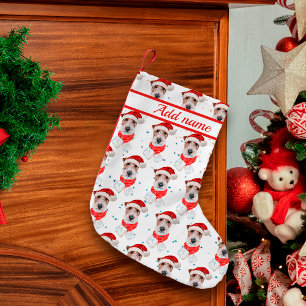 Calcetín Navideño Pequeño Raza de perro Wire Fox Terrier Estrellas de Navida