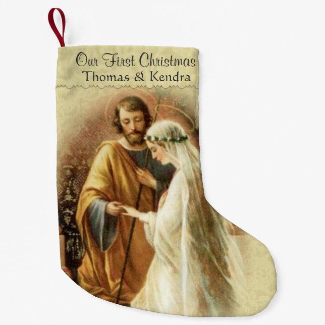 Calcetín Navideño Pequeño Recién casada la primera Navidad (Anverso)