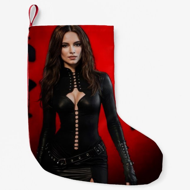 Calcetín Navideño Pequeño Red Black christmas stocking (Anverso)