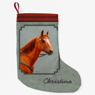 Calcetín Navideño Pequeño Red Dun Chestnut Sorrel Western Quarter Horse