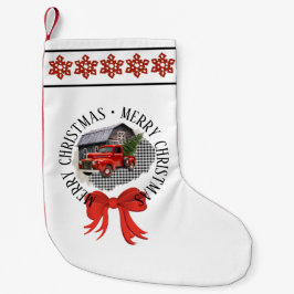 Calcetín Navideño Pequeño Red Pick Up Truck Christmas Stocking