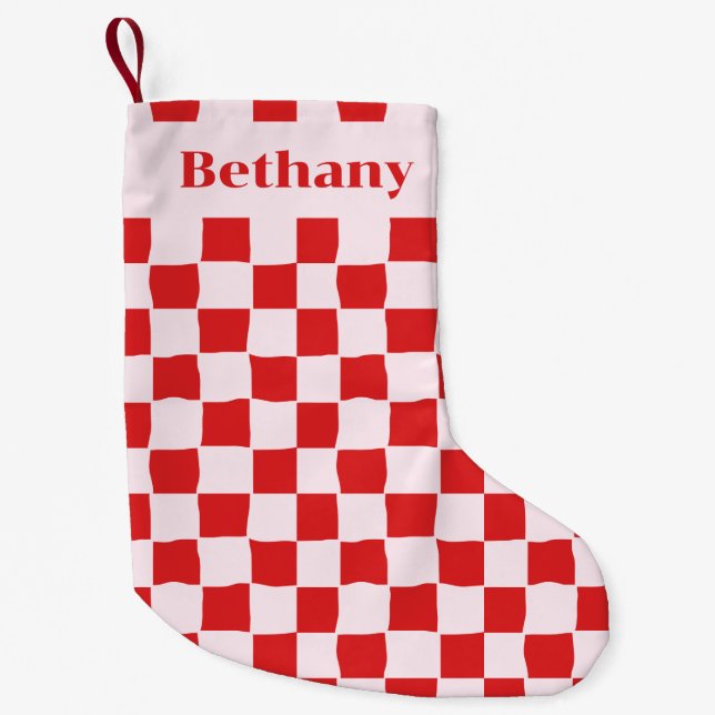 Calcetín Navideño Pequeño Red Pink Retro Groovy  (Anverso)