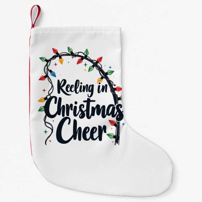 Calcetín Navideño Pequeño Reeling en Navidades anima a pescar Navidad (Anverso)