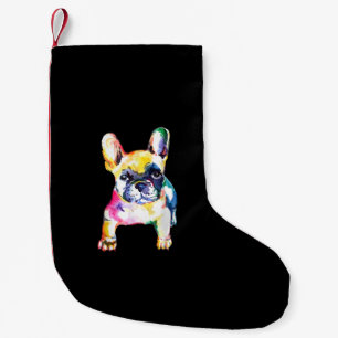 Calcetín Navideño Pequeño Regalo de Bulldog francés a mano de color acuático