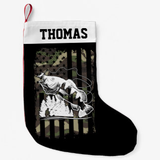 Calcetín Navideño Pequeño Regalo de deportistas de bandera de EE.UU. de pesc