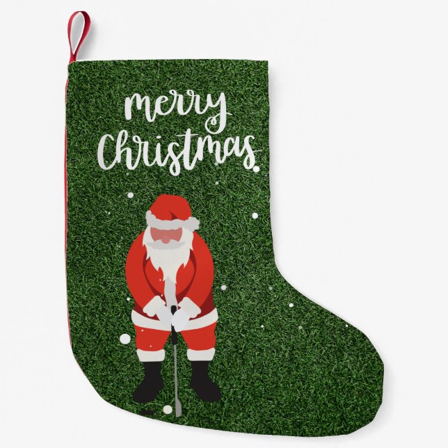 Calcetín Navideño Pequeño Regalo de golf de Santa Claus para Navidades (Anverso)
