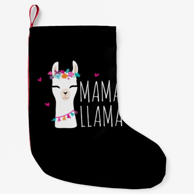 Calcetín Navideño Pequeño Regalo de Llama| Mamá Llama (Anverso)