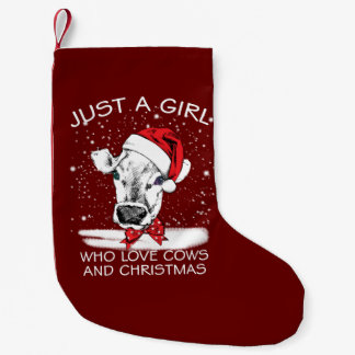 Calcetín Navideño Pequeño Regalo de vaca| Un Chica Que Ama A Las Vacas Y A L
