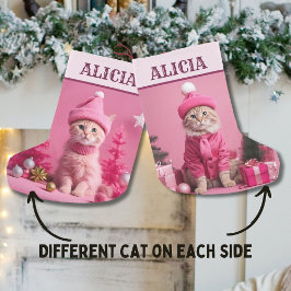 Calcetín Navideño Pequeño Regalo navideño rosa lindo percha de gato