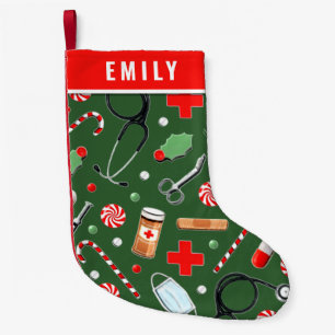 Calcetín Navideño Pequeño Regalo Personalizado de Navidad para Enfermera