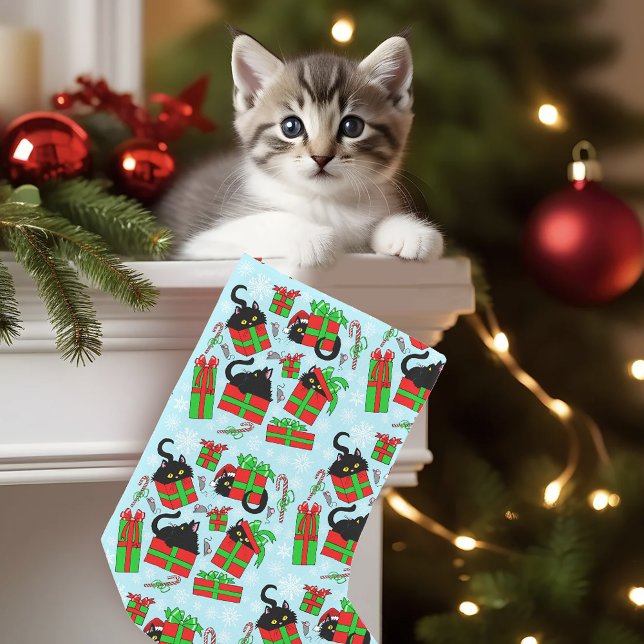 Calcetín Navideño Pequeño Regalos de Navidad de Gato Negro (Subido por el creador)