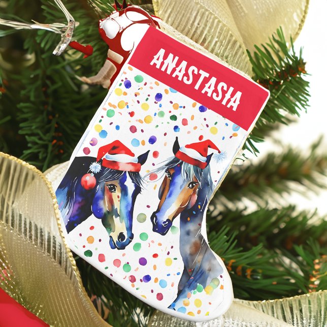 Calcetín Navideño Pequeño Regalos de Navidades ecuestres de caballo pony (Christmas horses pony equestrian Christmas stockings personalized gifts for horse lovers)