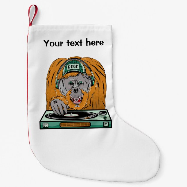 Calcetín Navideño Pequeño Registro de Vinilo de Orangutan (Anverso)