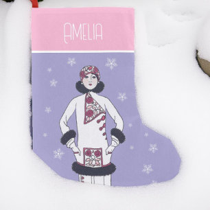 Calcetín Navideño Pequeño Reina de la Nieve Personalizada