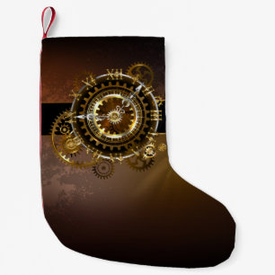 Calcetín Navideño Pequeño Reloj de vapor con engranajes antiguos