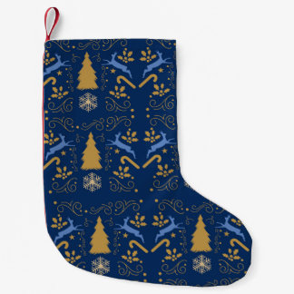 Calcetín Navideño Pequeño Reno de Navidad Blue Gold