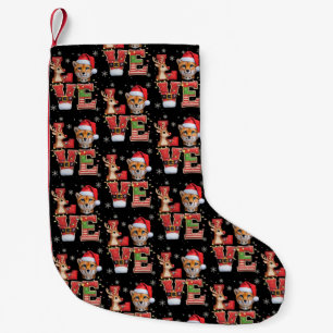 Calcetín Navideño Pequeño Reno ELF Sombrero de Santa Amor Guepardo Animal Na