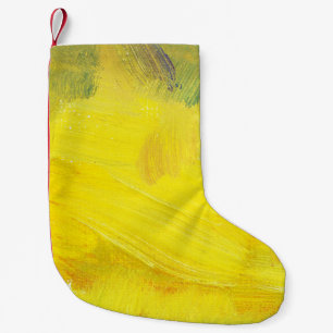 Calcetín Navideño Pequeño Resumen Amarillo: Texturado, Mano Dibujada.