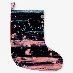 Calcetín Navideño Pequeño Resumen artístico de fondo gris oscuro y rosa wi