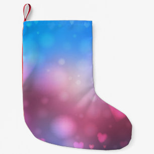 Calcetín Navideño Pequeño Resumen azul borroso suave y fondo rosa con