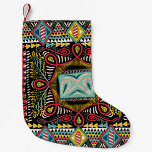 Calcetín Navideño Pequeño Resumen colorido: diseño de bolsillo cuadrado.