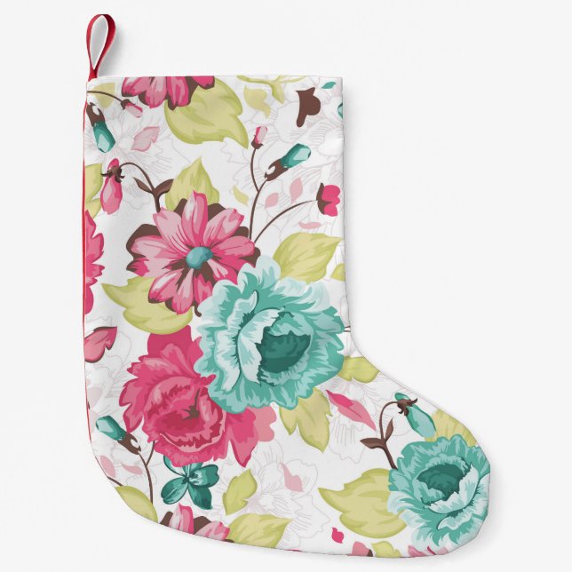 Calcetín Navideño Pequeño Resumen De Flores Elegancia Fondo Sin Precedentes. (Anverso)