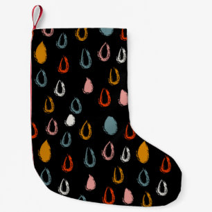 Calcetín Navideño Pequeño Resumen de gotas de lluvia boho, garabatos tribale