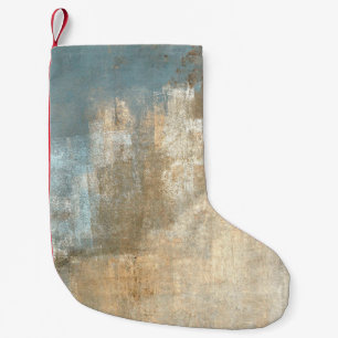 Calcetín Navideño Pequeño Resumen de pintura artística en gris y beige, arte