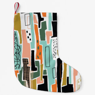 Calcetín Navideño Pequeño Resumen de un patrón sin fisuras con diseño geomét